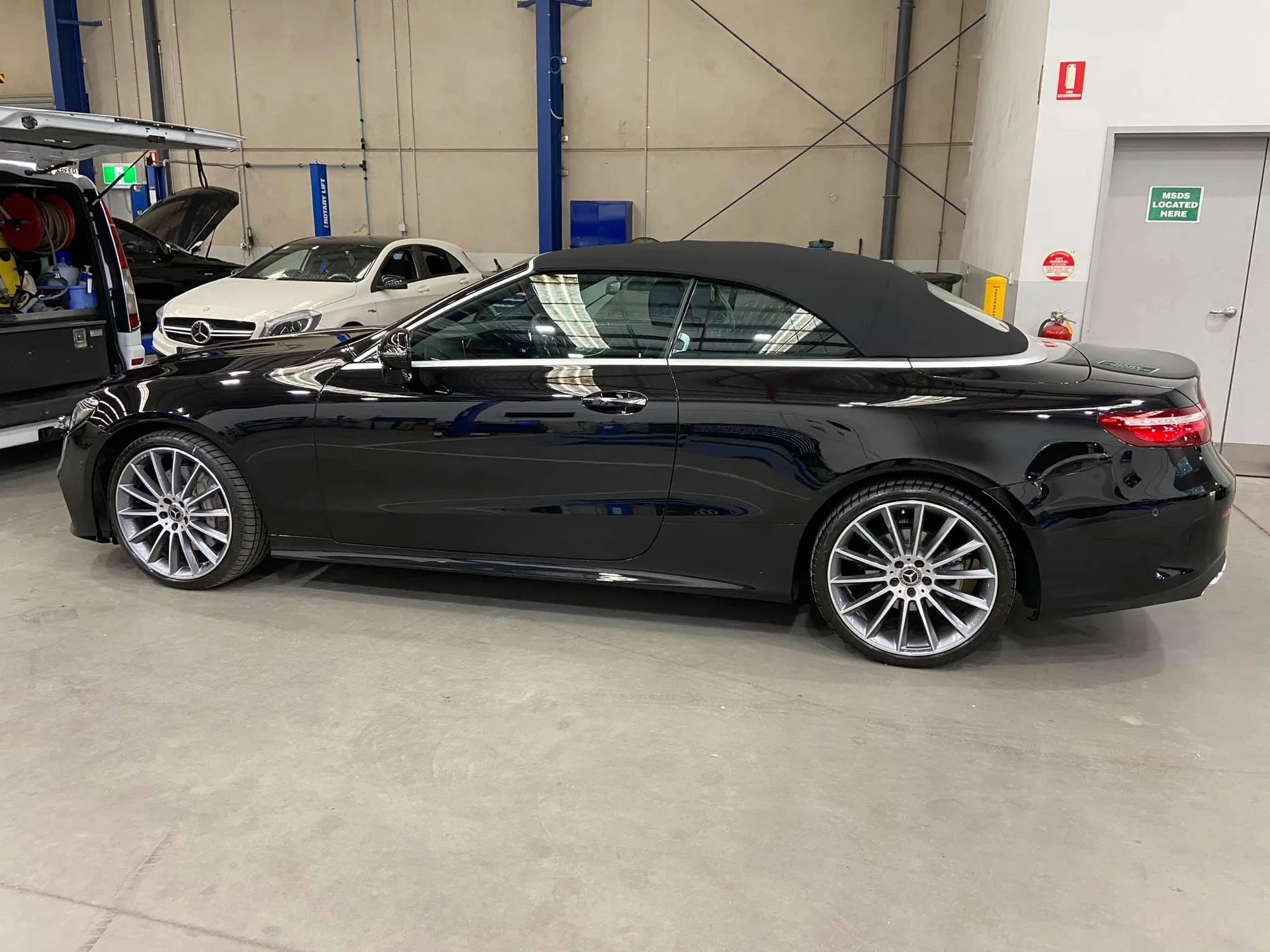 Black convertible after paint decontamination