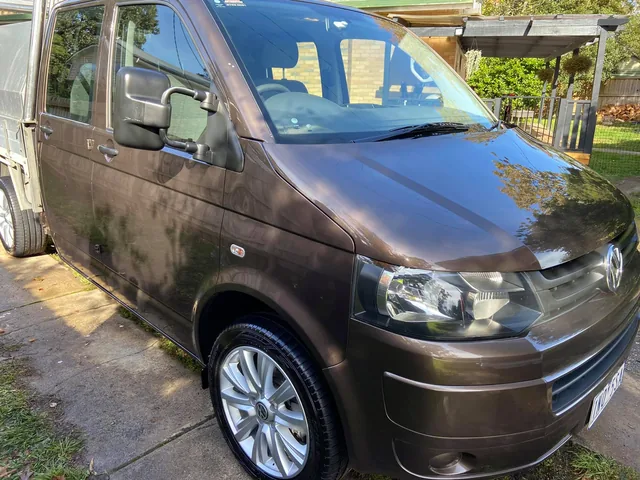 Brown Volkswagen Transporter after restoration